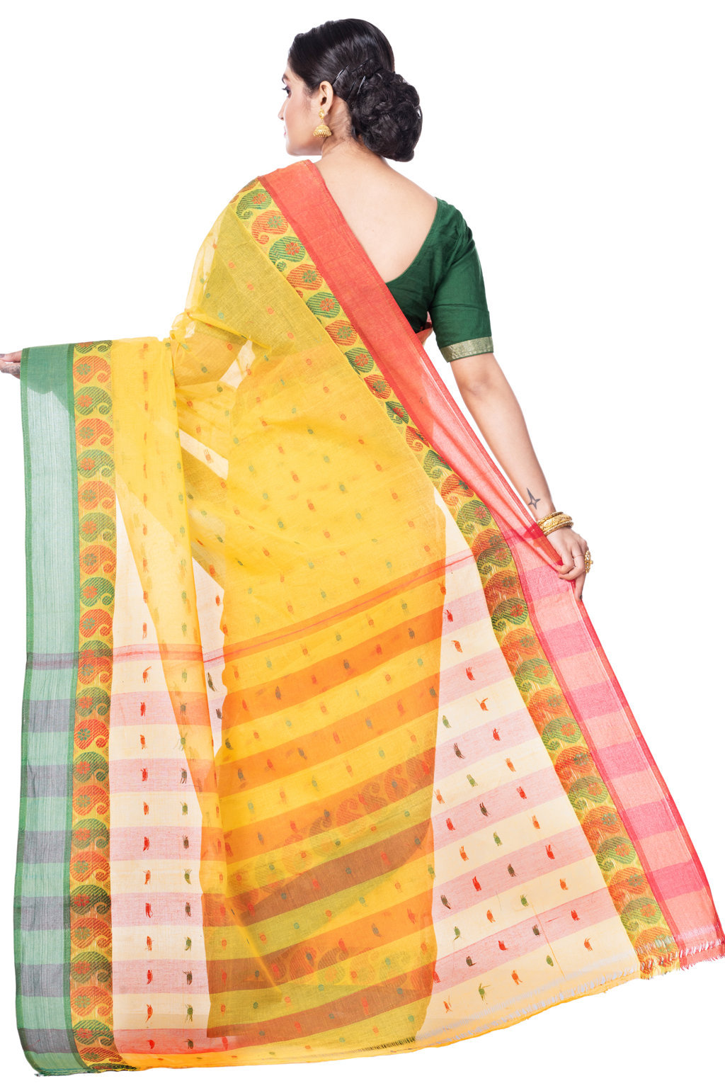 Yellow Pure Cotton Amkolka_Par Tant Saree (478)